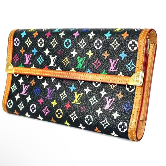 LOUIS VUITTON Black Murakami Trifold Full Length Wallet w/ LV Dust Bag & LV Box - Picture 2 of 16